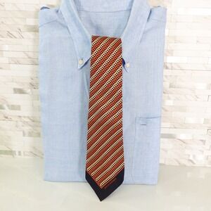 Pierre Balmain Neck Tie Mens Blue Orange Striped Silk Luxury Suit Classic Adult
